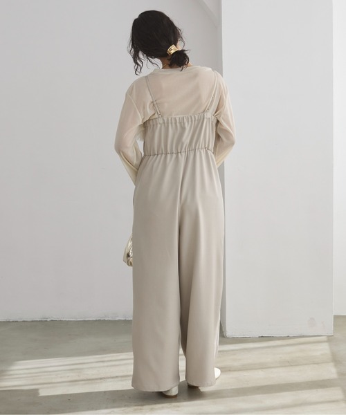 ANGIE（アンジー）の「【オケージョン対応 / セレモニー対応】チュールドッキングオールインワン / キャミサロペット（サロペット/オーバーオール・レディース・ダークグレー/ライトベージュ・FREE）」の15枚目の写真