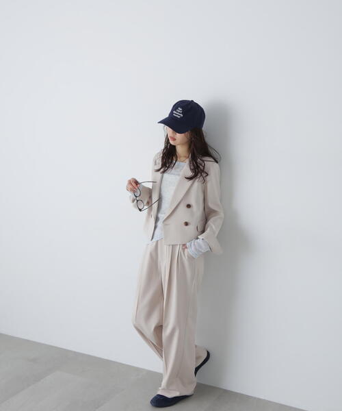 FREE'S MART(フリーズマート)の「◆【3サイズ展開XS-M】梳毛調合繊タックワイドパンツ【低身長サイズ有】(スラックス・レディース・ベージュ/ブラウン・X-SMALL/MEDIUM/SMALL)」の3枚目の写真