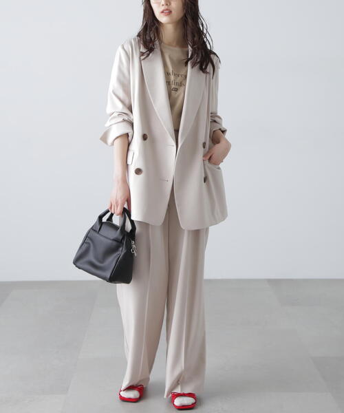 FREE'S MART（フリーズマート）の「◆【3サイズ展開XS-M】梳毛調合繊タックワイドパンツ【低身長サイズ有】（スラックス・レディース・ベージュ/ブラウン・X-SMALL/MEDIUM/SMALL）」の8枚目の写真