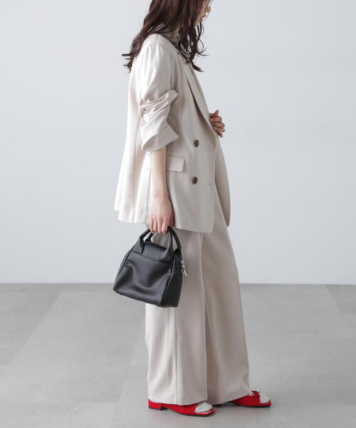 FREE'S MART（フリーズマート）の「◆【3サイズ展開XS-M】梳毛調合繊タックワイドパンツ【低身長サイズ有】（スラックス・レディース・ベージュ/ブラウン・X-SMALL/MEDIUM/SMALL）」の12枚目の写真