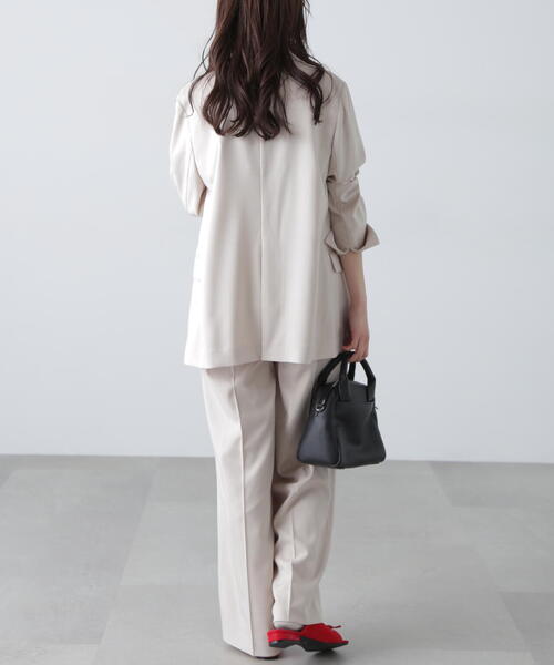 FREE'S MART（フリーズマート）の「◆【3サイズ展開XS-M】梳毛調合繊タックワイドパンツ【低身長サイズ有】（スラックス・レディース・ベージュ/ブラウン・X-SMALL/MEDIUM/SMALL）」の13枚目の写真