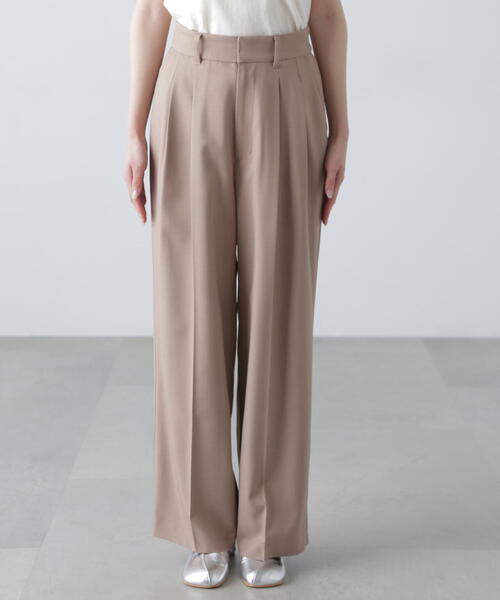FREE'S MART（フリーズマート）の「◆【3サイズ展開XS-M】梳毛調合繊タックワイドパンツ【低身長サイズ有】（スラックス・レディース・ベージュ/ブラウン・X-SMALL/MEDIUM/SMALL）」の22枚目の写真