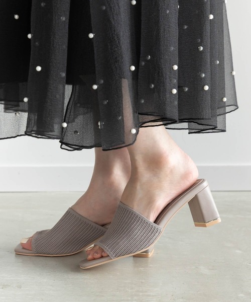 セール】【SUSTAINABLE】アシンメトリーニットミュールサンダル