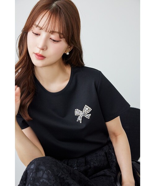 TOCCA(トッカ)の「BOW BIJOUX Tシャツ(Tシャツ/カットソー・レディース・ブラック系/アイボリー系・SMALL/MEDIUM)」の4枚目の写真
