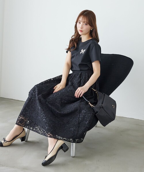 TOCCA(トッカ)の「BOW BIJOUX Tシャツ(Tシャツ/カットソー・レディース・ブラック系/アイボリー系・SMALL/MEDIUM)」の6枚目の写真