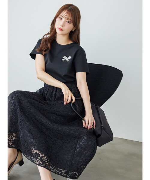 TOCCA(トッカ)の「BOW BIJOUX Tシャツ(Tシャツ/カットソー・レディース・ブラック系/アイボリー系・SMALL/MEDIUM)」の7枚目の写真