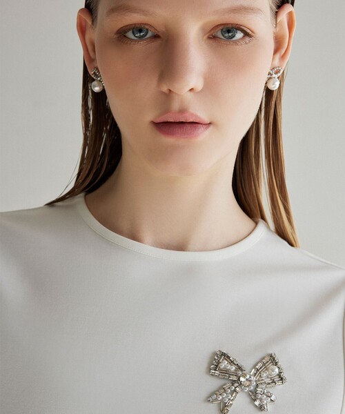TOCCA(トッカ)の「BOW BIJOUX Tシャツ(Tシャツ/カットソー・レディース・ブラック系/アイボリー系・SMALL/MEDIUM)」の8枚目の写真