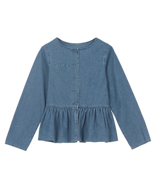 KOBE LETTUCE(コウベレタス)の「バルーンペプラムデニムジャケット(デニムジャケット・レディース・インディゴブルー/ホワイト/ブラック/ライトブルー・M)」の14枚目の写真