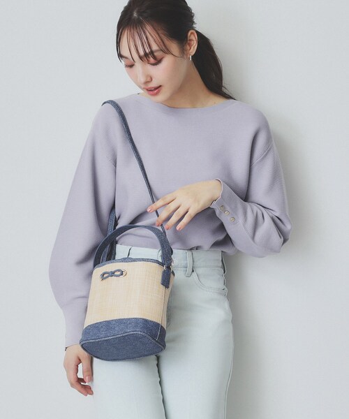 index（インデックス）の「【2WAY】リボンモチーフ付きバケツ型バッグ（ショルダーバッグ・レディース・ブルー/ブラック・00）」の8枚目の写真