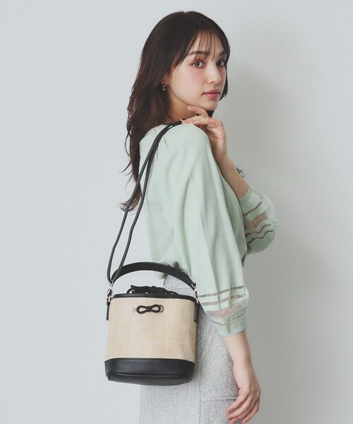 index（インデックス）の「【2WAY】リボンモチーフ付きバケツ型バッグ（ショルダーバッグ・レディース・ブルー/ブラック・00）」の12枚目の写真