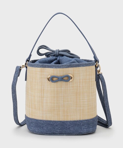 index（インデックス）の「【2WAY】リボンモチーフ付きバケツ型バッグ（ショルダーバッグ・レディース・ブルー/ブラック・00）」の14枚目の写真