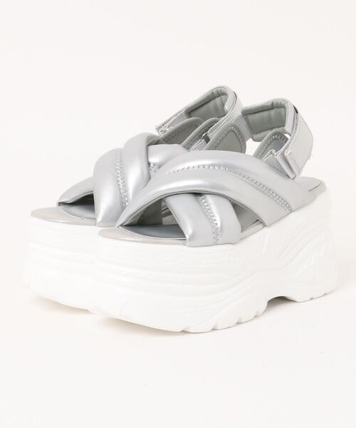 YOSUKE(ヨースケ)の「「YOSUKE/ヨースケ」厚底バックベルトサンダル(サンダル・レディース・ブラック/ホワイト系その他2/アイボリー/シルバー・22.5/23/23.5/24/24.5/25)」の4枚目の写真