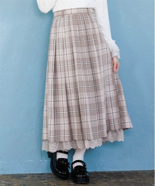axes femme（アクシーズファム）の「チェック柄プリーツスカート（スカート・レディース・ブルー/ベージュ/ラベンダー・FREE）」の2枚目の写真