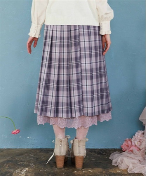 axes femme（アクシーズファム）の「チェック柄プリーツスカート（スカート・レディース・ブルー/ベージュ/ラベンダー・FREE）」の5枚目の写真