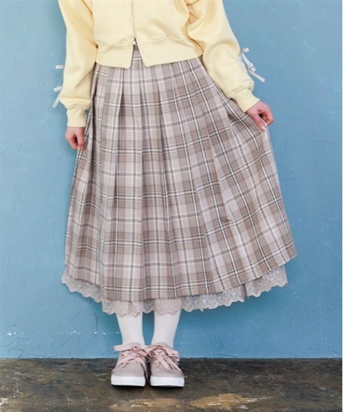 axes femme（アクシーズファム）の「チェック柄プリーツスカート（スカート・レディース・ブルー/ベージュ/ラベンダー・FREE）」の6枚目の写真
