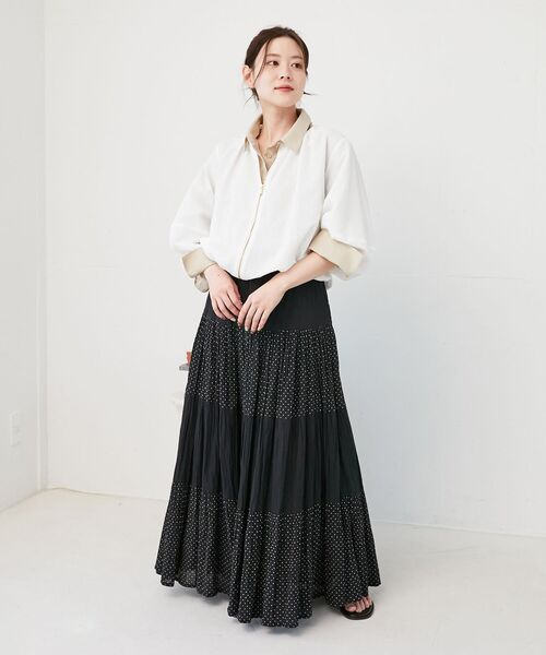 le.coeur blanc（ルクールブラン）の「Fanakaドット切替スカート（スカート・レディース・ブラック系その他・38）」の3枚目の写真