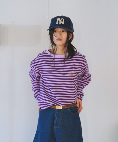 common gull products. 青虫ボーダーT パープル L 青虫ボーダーT（Tシャツ/カットソー）｜common gull products