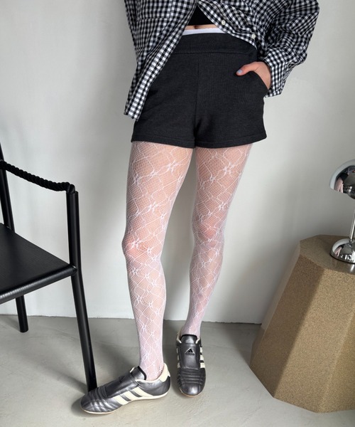 FUULLY STUDIO（フーリィーステューディオ）の「スウェットミニショートパンツ（スウェットパンツ・レディース・ネイビー/チャコールグレー・FREE）」の3枚目の写真