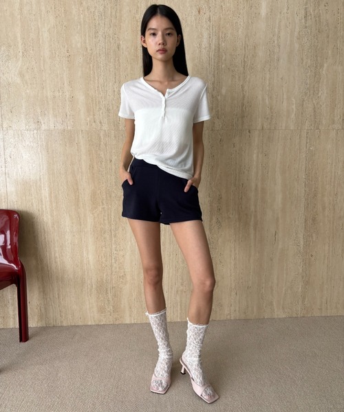 FUULLY STUDIO（フーリィーステューディオ）の「スウェットミニショートパンツ（スウェットパンツ・レディース・ネイビー/チャコールグレー・FREE）」の14枚目の写真