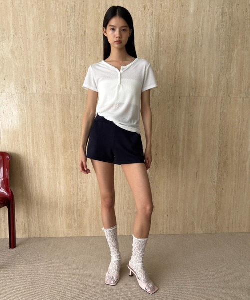 FUULLY STUDIO（フーリィーステューディオ）の「スウェットミニショートパンツ（スウェットパンツ・レディース・ネイビー/チャコールグレー・FREE）」の15枚目の写真