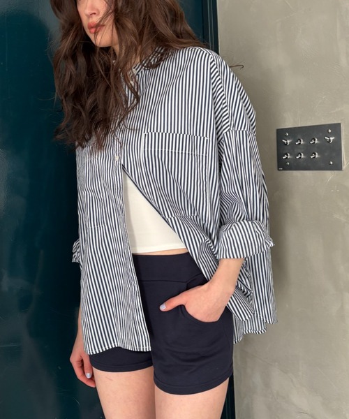 FUULLY STUDIO（フーリィーステューディオ）の「スウェットミニショートパンツ（スウェットパンツ・レディース・ネイビー/チャコールグレー・FREE）」の18枚目の写真