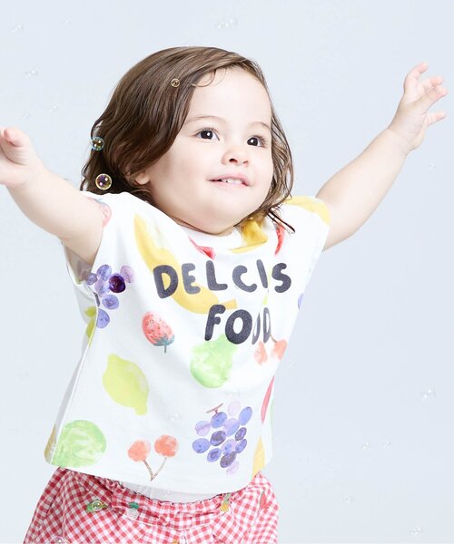 セール】おっきなフルーツ柄&ベジタブルブロックチェック柄半袖T