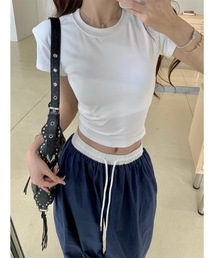 SALTMINT | 《韓国ファッション》バイカラーウエストルーズナイロンパンツ(スラックス)