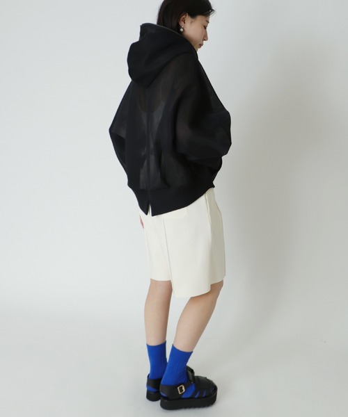 STUMBLY シアーダブルニットフーディ ブラック STUMBLY / Sheer Doubleknit Hoody(シアーダブルニットフーディー 535