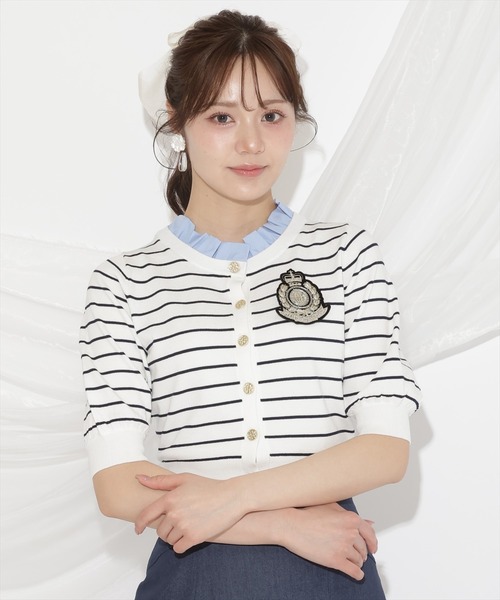 WILLSELECTION（ウィルセレクション）の「襟フリル付きカーディガン（カーディガン/ボレロ・レディース・ネイビー/オフホワイト/レッド/ホワイト系その他・FREE）」の2枚目の写真