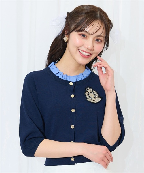 WILLSELECTION（ウィルセレクション）の「襟フリル付きカーディガン（カーディガン/ボレロ・レディース・ネイビー/オフホワイト/レッド/ホワイト系その他・FREE）」の3枚目の写真