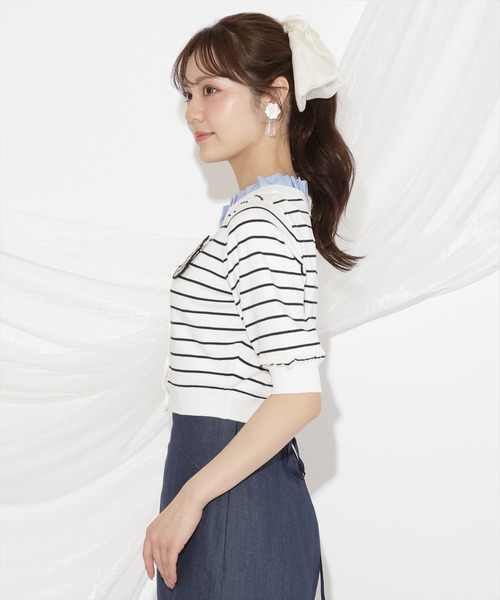 WILLSELECTION（ウィルセレクション）の「襟フリル付きカーディガン（カーディガン/ボレロ・レディース・ネイビー/オフホワイト/レッド/ホワイト系その他・FREE）」の7枚目の写真