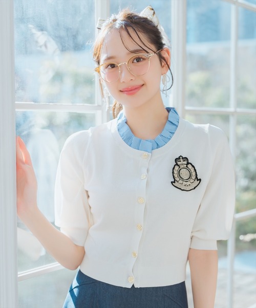 WILLSELECTION（ウィルセレクション）の「襟フリル付きカーディガン（カーディガン/ボレロ・レディース・ネイビー/オフホワイト/レッド/ホワイト系その他・FREE）」の5枚目の写真