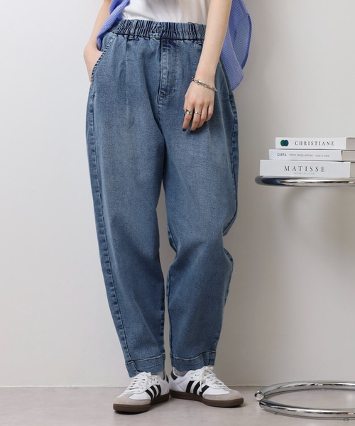 FUNALIVE（ファンアライブ）の「バルーンシルエット ストレッチデニム　サーカスパンツ（デニムパンツ・レディース・ネイビー/インディゴブルー/ブルー・M/L/S/XL）」の13枚目の写真