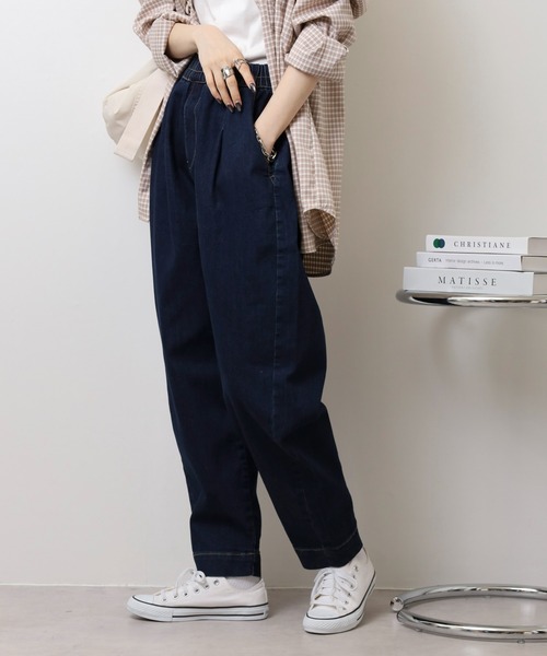 FUNALIVE（ファンアライブ）の「バルーンシルエット ストレッチデニム　サーカスパンツ（デニムパンツ・レディース・ネイビー/インディゴブルー/ブルー・M/L/S/XL）」の4枚目の写真