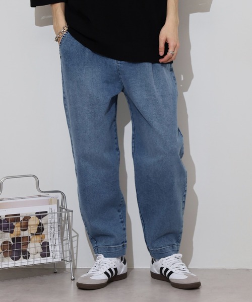 #24292 ハルソラタン　ストレッチデニム　バルーンパンツ　丈94cm セール】バルーンシルエット ストレッチデニム サーカスパンツ