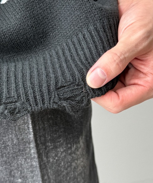 WEGO（ウィゴー）の「WEGO/ダメージボーダーニットプルオーバー（ニット/セーター・メンズ・ブラウン系その他5/ホワイト系その他5/ブラック系その他5・MEDIUM/LARGE）」の8枚目の写真