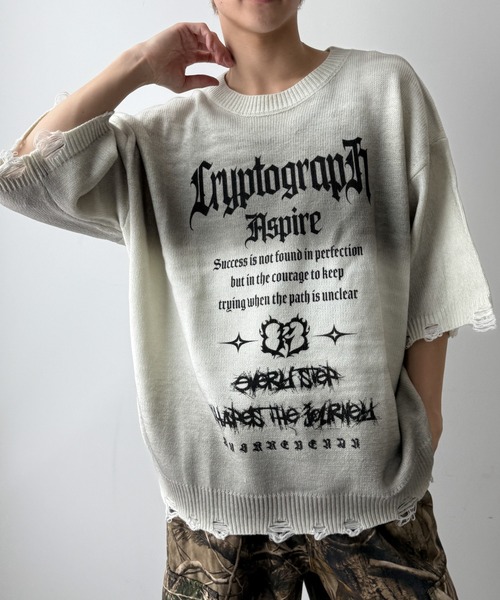 WEGO（ウィゴー）の「WEGO/ダメージボーダーニットプルオーバー（ニット/セーター・メンズ・ブラウン系その他5/ホワイト系その他5/ブラック系その他5・MEDIUM/LARGE）」の15枚目の写真