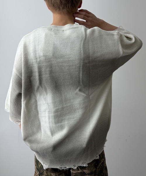 WEGO（ウィゴー）の「WEGO/ダメージボーダーニットプルオーバー（ニット/セーター・メンズ・ブラウン系その他5/ホワイト系その他5/ブラック系その他5・MEDIUM/LARGE）」の17枚目の写真