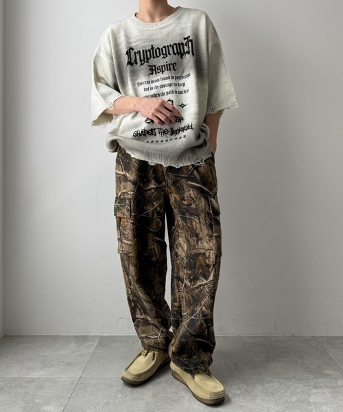 WEGO（ウィゴー）の「WEGO/ダメージボーダーニットプルオーバー（ニット/セーター・メンズ・ブラウン系その他5/ホワイト系その他5/ブラック系その他5・MEDIUM/LARGE）」の18枚目の写真