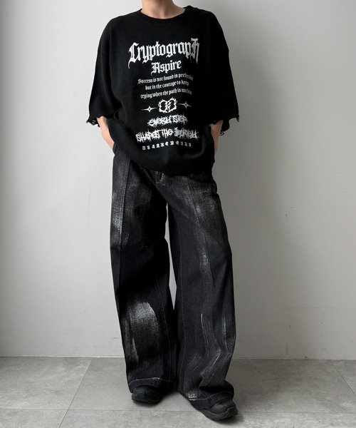 WEGO（ウィゴー）の「WEGO/ダメージボーダーニットプルオーバー（ニット/セーター・メンズ・ブラウン系その他5/ホワイト系その他5/ブラック系その他5・MEDIUM/LARGE）」の22枚目の写真