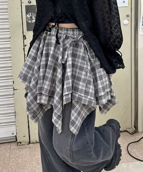 CIAOPANIC(チャオパニック)の「チェックイレヘムミニスカート(スカート・レディース・グレー/レッド/グリーン/ネイビー・ONE SIZE)」の13枚目の写真