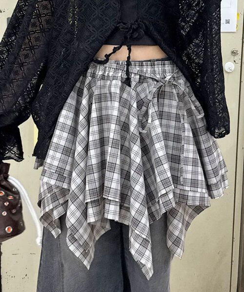 CIAOPANIC(チャオパニック)の「チェックイレヘムミニスカート(スカート・レディース・グレー/レッド/グリーン/ネイビー・ONE SIZE)」の14枚目の写真