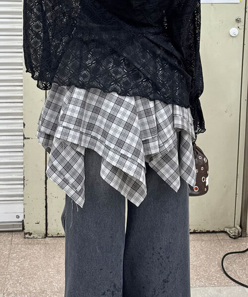 CIAOPANIC(チャオパニック)の「チェックイレヘムミニスカート(スカート・レディース・グレー/レッド/グリーン/ネイビー・ONE SIZE)」の15枚目の写真