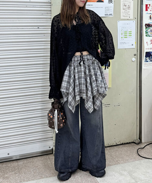 CIAOPANIC(チャオパニック)の「チェックイレヘムミニスカート(スカート・レディース・グレー/レッド/グリーン/ネイビー・ONE SIZE)」の16枚目の写真