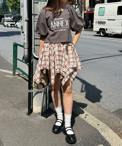 CIAOPANIC(チャオパニック)の「チェックイレヘムミニスカート(スカート・レディース・グレー/レッド/グリーン/ネイビー・ONE SIZE)」の8枚目の写真