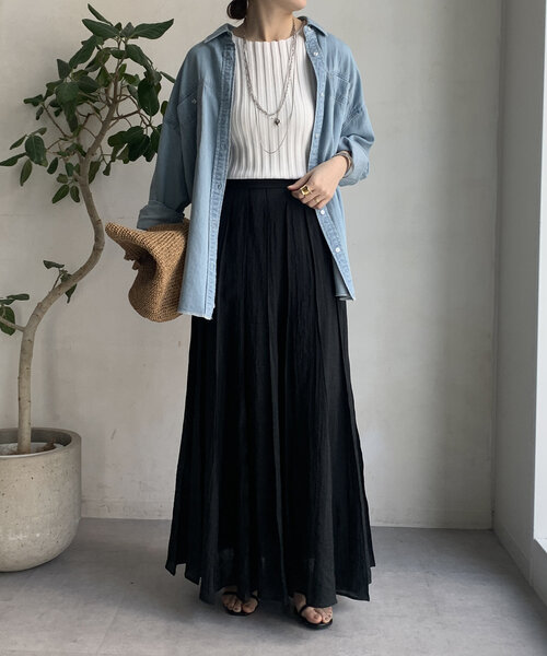 DouDou（ドゥドゥ）の「【WEB限定】ワイドリブニットタンク（ニット/セーター・レディース・ブラック/グレイッシュベージュ/オフホワイト/オレンジ・FREE）」の5枚目の写真