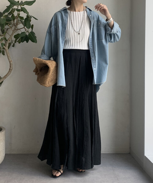 DouDou（ドゥドゥ）の「【WEB限定】ワイドリブニットタンク（ニット/セーター・レディース・ブラック/グレイッシュベージュ/オフホワイト/オレンジ・FREE）」の6枚目の写真