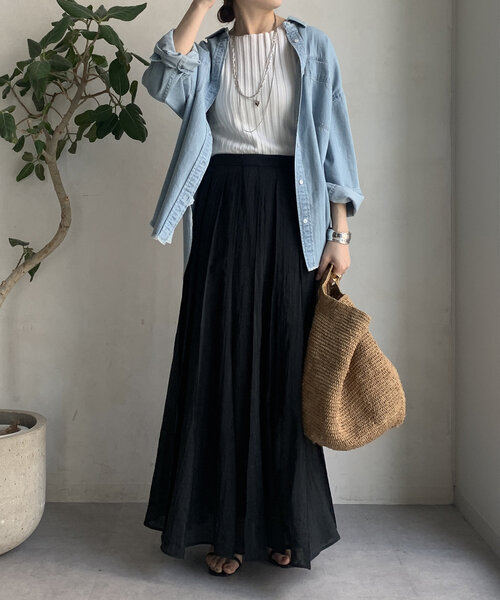 DouDou（ドゥドゥ）の「【WEB限定】ワイドリブニットタンク（ニット/セーター・レディース・ブラック/グレイッシュベージュ/オフホワイト/オレンジ・FREE）」の8枚目の写真