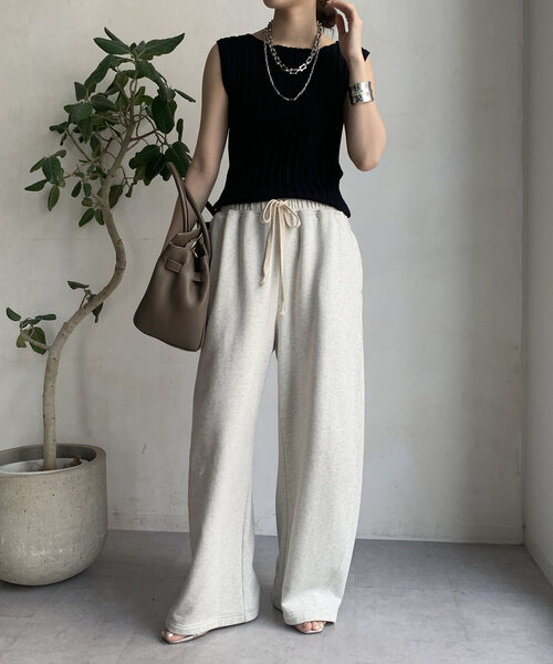 DouDou（ドゥドゥ）の「【WEB限定】ワイドリブニットタンク（ニット/セーター・レディース・ブラック/グレイッシュベージュ/オフホワイト/オレンジ・FREE）」の15枚目の写真