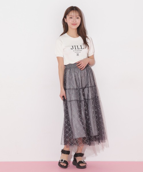 JILL by JILL STUART(ジルバイジルスチュアート)の「◇エンブロイダリーロゴ五分袖ニット(ニット/セーター・レディース・ラベンダー/ホワイト系その他/ホワイト/グレー・FREE)」の17枚目の写真
